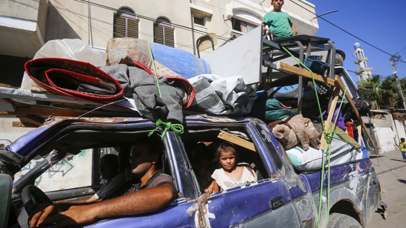 Thousands fleeing parts of southern Gaza after Israeli military reissues evacuation order