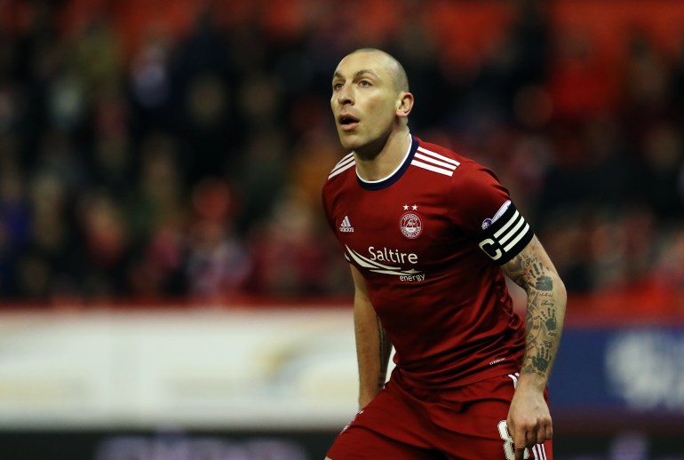 Soccer Football - Scottish Premiership - Aberdeen v Celtic - Pittodrie Stadium, Aberdeen, Scotland, Britain - February 9, 2022 Aberdeen's Scott Brown reacts REUTERS/Russell Cheyne