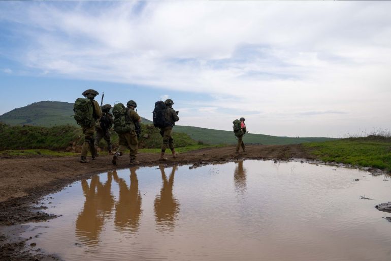 Troops drill near the northern border with Lebanon, in a handout image cleared for publication by the IDF on February 18, 2024. (Israel Defense Forces) المصدر: جيش الدفاع الإسرائلي