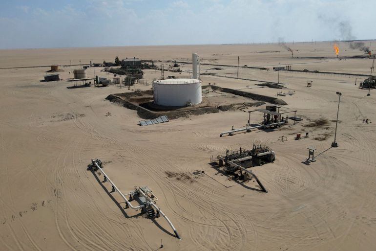 A general drone view shows the Nafoora oil field in Jakharrah, Libya, August 27, 2024. REUTERS/Jawhar Deehoum