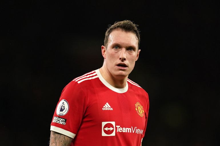 Manchester United's Phil Jones reacts during the Premier League match at Old Trafford, Manchester. Picture date: Monday January 3, 2022. (Photo by Martin Rickett/PA Images via Getty Images)