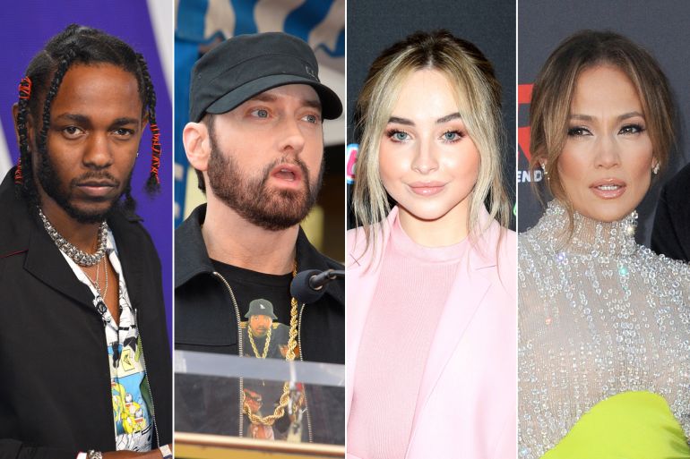 Jennifer Lopez Kendrick Lamar Eminem Sabrina Carpenter شترستوك