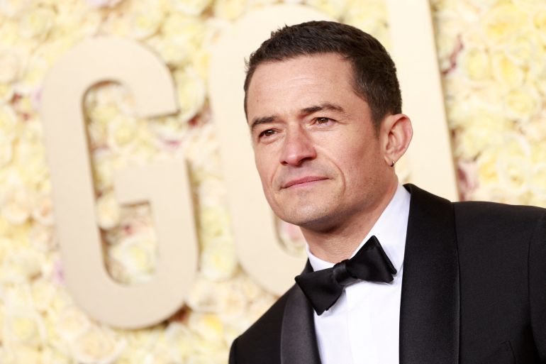 English actor Orlando Bloom arrives for the 81st annual Golden Globe Awards at The Beverly Hilton hotel in Beverly Hills, California, on January 7, 2024. (Photo by Michael TRAN / AFP)