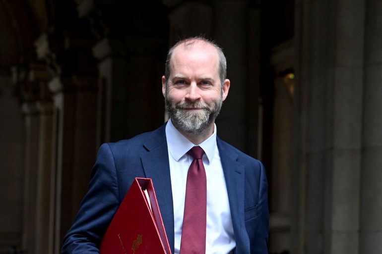 LONDON, UNITED KINGDOM - SEPTEMBER 9: Secretary of State for Business and Trade and President of the Board of Trade Jonathan Reynolds leaves 10 Downing Street after attending the weekly Cabinet meeting in London, United Kingdom on September 09, 2024. (Photo by Rasid Necati Aslim/Anadolu via Getty Images)