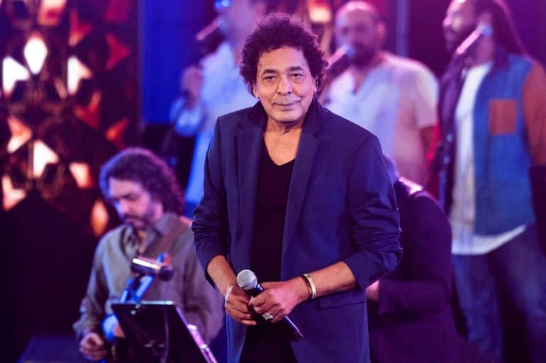 CAIRO, EGYPT-AUGUST 02: Egyptian singer Mohamed Mounir, also know as 'The King', performs during the activities of the 31st Arab Music Festival at Cairo Opera House on August 2, 2022 in Cairo, Egypt.(Photo by Fadel Dawod/Getty Images)