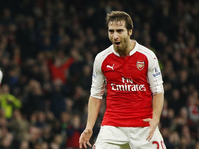 football soccer - arsenal v chelsea - barclays premier league - emirates stadium - 24/1/16 arsenal's mathieu flamini looks dejected after missing a chance action images via reuters / john sibley livepic editorial use only. no use with unauthorized audio, video, data, fixture lists, club/league logos or "live" services. online in-match use limited to 45 images, no video emulation. no use in betting, games or single club/league/player publications. please contact your account representative for further details.