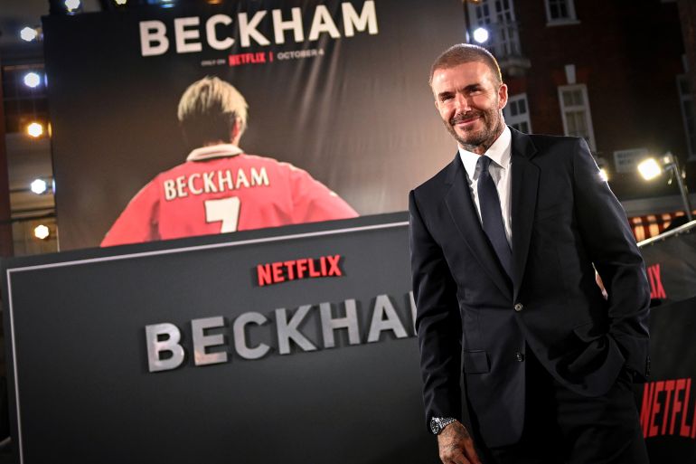 بيكهام في حفل العرض الأول لفيلم netflix 'beckham' في لندن