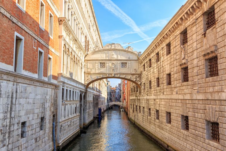 venice, italy. bridge of sighs (ponte dei sospiri) canal rio del palazzo